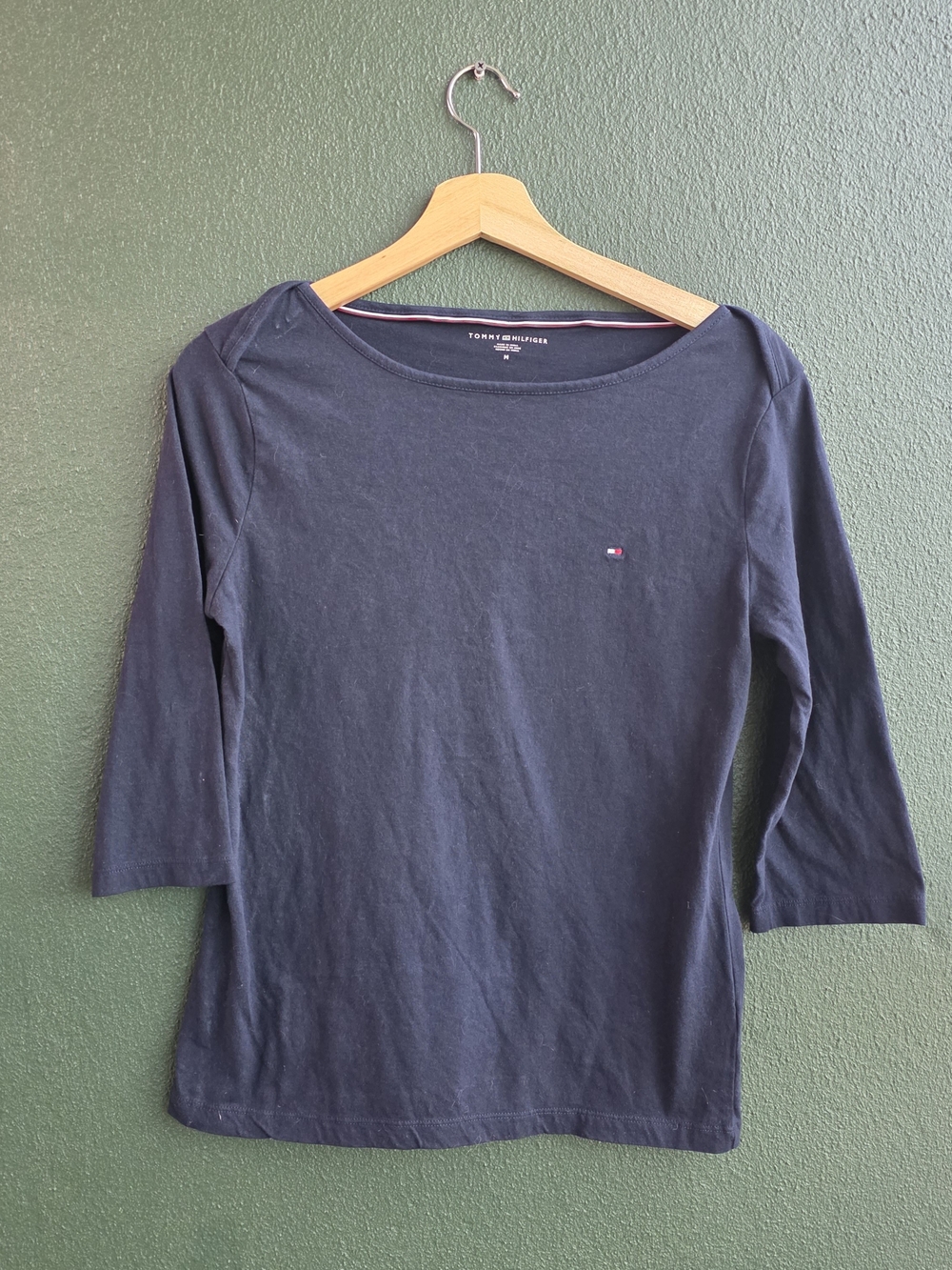 Tommy Hilfiger Navy Boatneck 3/4 Sleeve Top